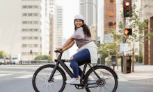 woman riding an ebike