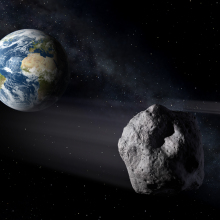 An artist's conception of a near-Earth asteroid, or NEA.
